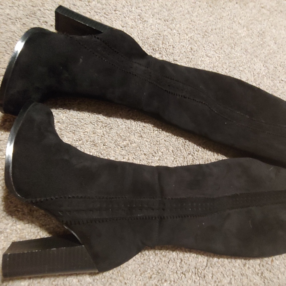 Black suede knee high boots